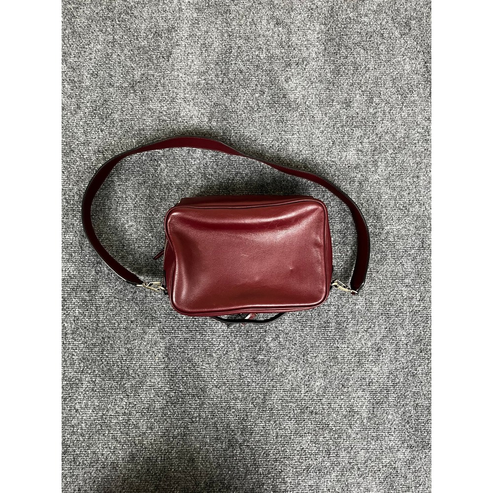 Leatherology Kress Camera Bag Bordeaux Red Leather Crossbody Handbag TE Embossed